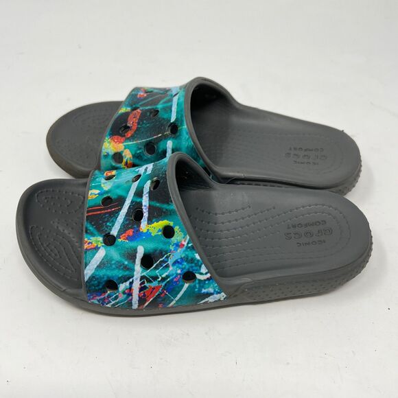 Crocs Iconic Comfort Classic Slide Sandals Black Kids Size C 12 - Picture 3 of 7